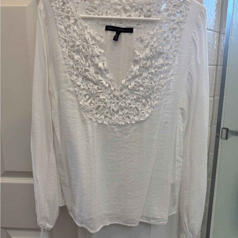 White House Black Market White Lace Detail Blouse